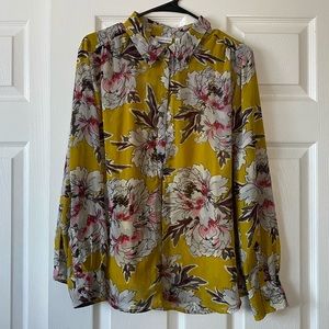 Floral Mustard Button Down